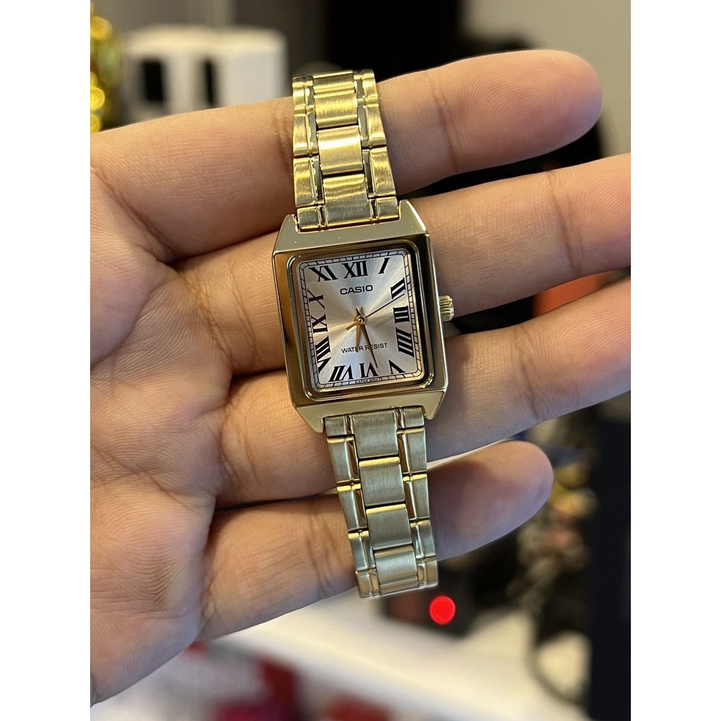 ORIGINAL CASIO Analog Tank Stainless-steel Ladies Gold Watch LTP-V007G ...