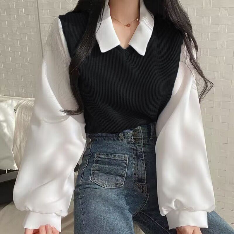 Fake 2-piec stripe shirt