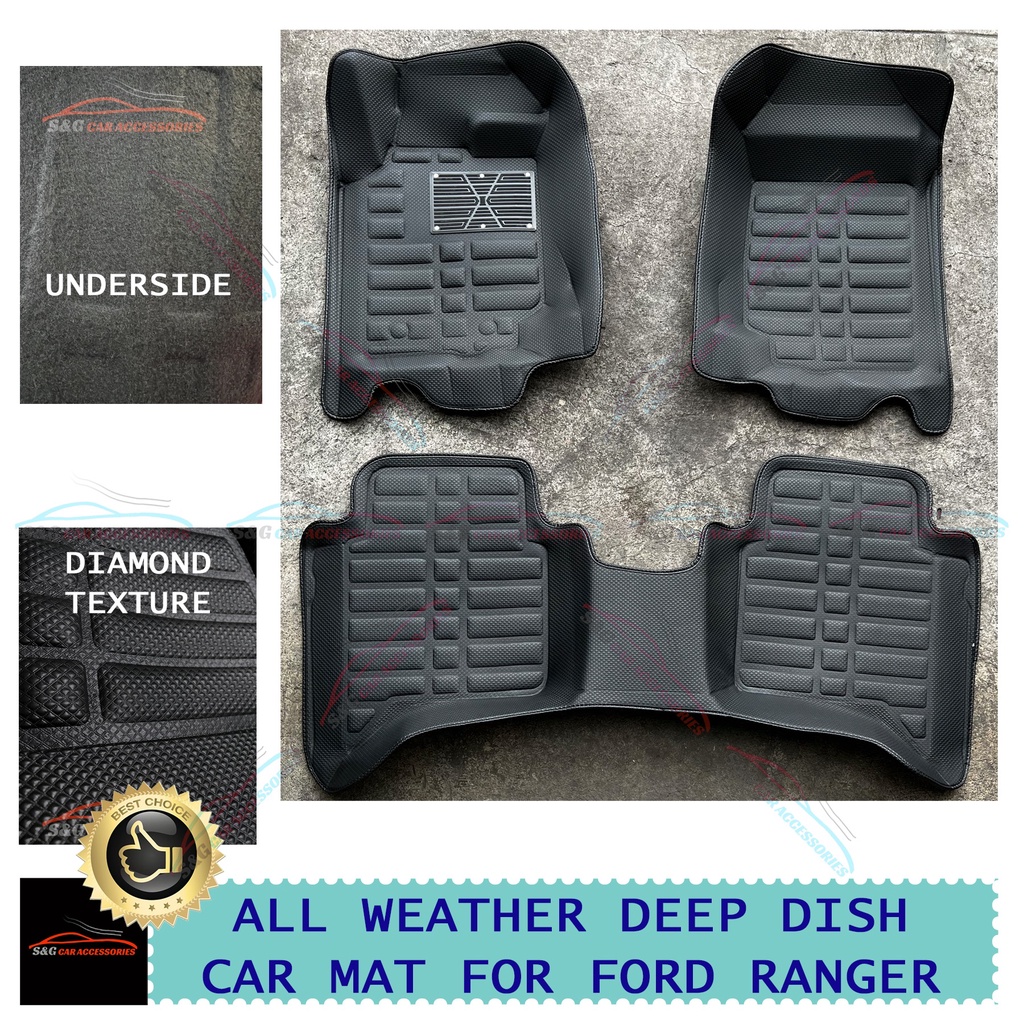Ford Ranger Raptor Wildtrak 20162022 Diamond Deep Dish Matting All Weather Car Mat Car Mats
