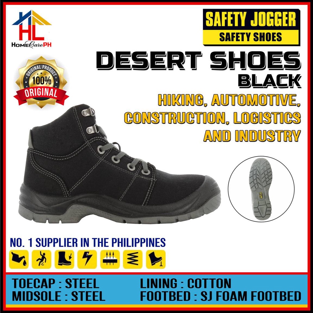 Safety Jogger Desert S1P Black High Cut Safety Shoe with Free 1