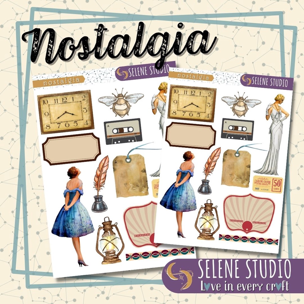 SELENE × NOSTALGIA KISS CUT STICKER SHEETS | WORDS DICTIONARYVINTAGE ...