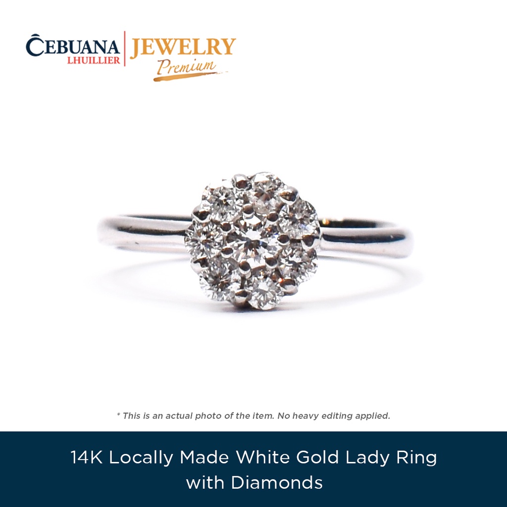 14K Locally Made White Gold Lady Ring with Diamonds Shopee Philippines