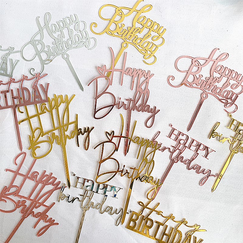 New Arrivals Rose Gold Acrylic Happy Birthday Cake Topper Kids Favors ...