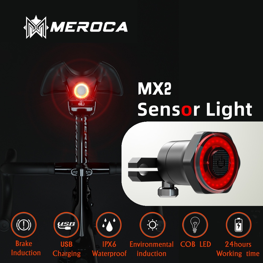 MEROCA Bicycle Smart Sensor Tail Lights MTB Taillight USB Charge LED ...