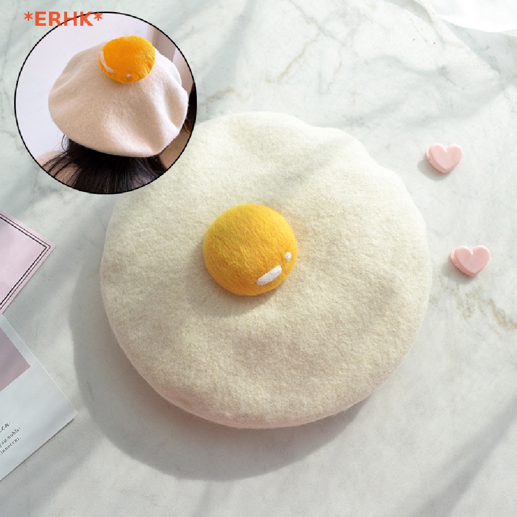 QrhYK> Women Cute Hats Yolk Handmade Wool Felt Painter Creative Parent