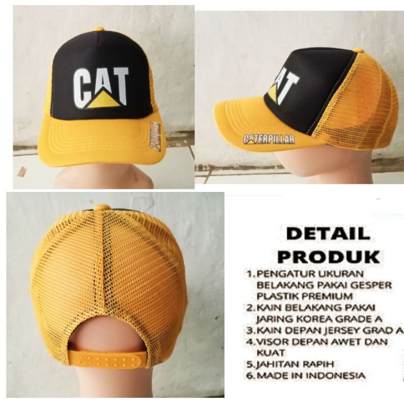 Caterpillar Paint logo Mesh trucker Hat DTF Screen Printing/Heavy