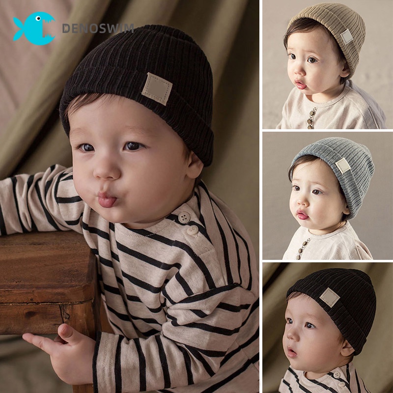 Autumn Winter Baby Hat Outdoor Knitted Infant Toddler Hat Solid