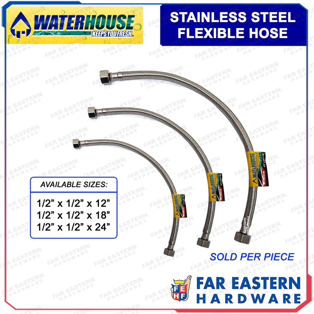 Flexible Hose w/ Nut for Lavatory Stainless Steel 1/2