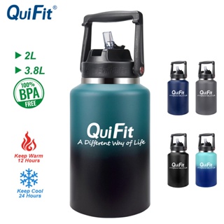 QuiFit 1 Litre Running Water Bottle with Straw, 1000 ML 32oz BPA