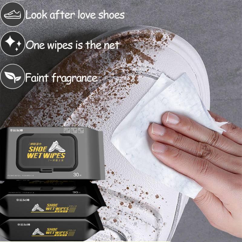 1Pack 30pcs Shoe Shine Wipes No Rinse Stain Removal Portable Disposable ...