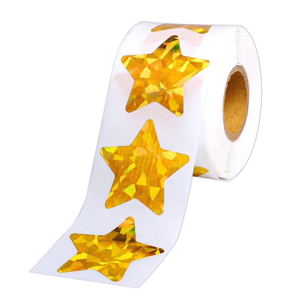 100500Pcs Holographic Gold Star Stickers for Kids Reward Foil Star