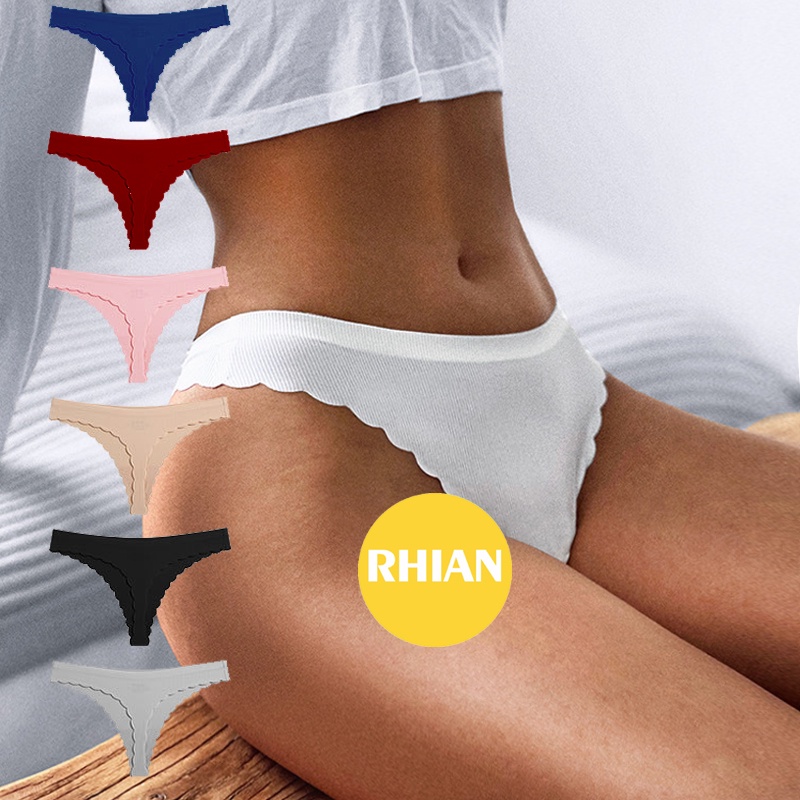 Rhian Women's ice silk Underwear Sexy T-back Seamless Panties G-Strings Plus  size panty