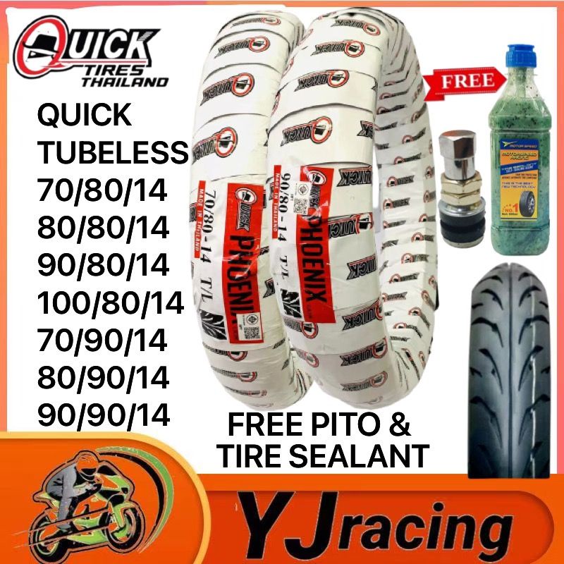QUICK TIRE FREE TIRE SEALANT & PITO PHOENIX TUBELESS By 14 70/80/14-100 ...