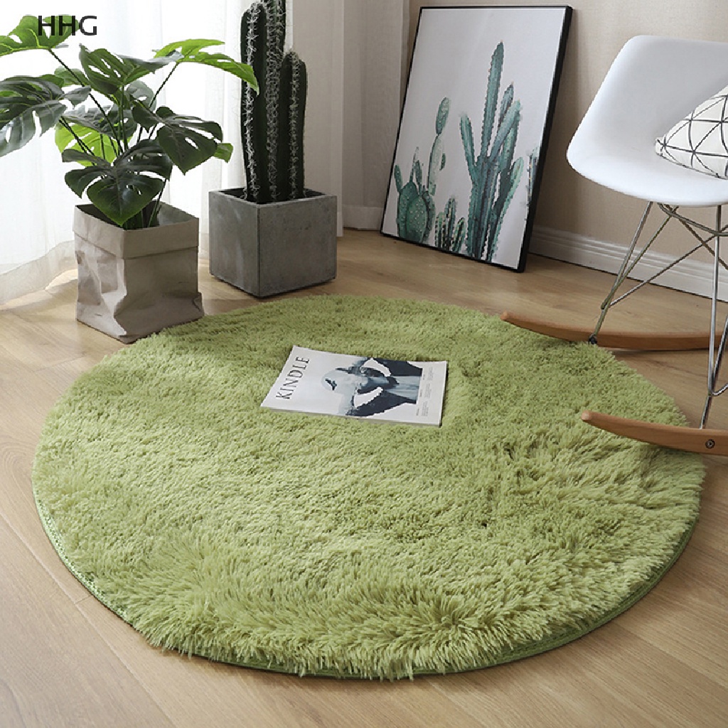 HHG Fluffy Wool Rug Living Room Carpets Faux Fur Round Mat Kids Room ...