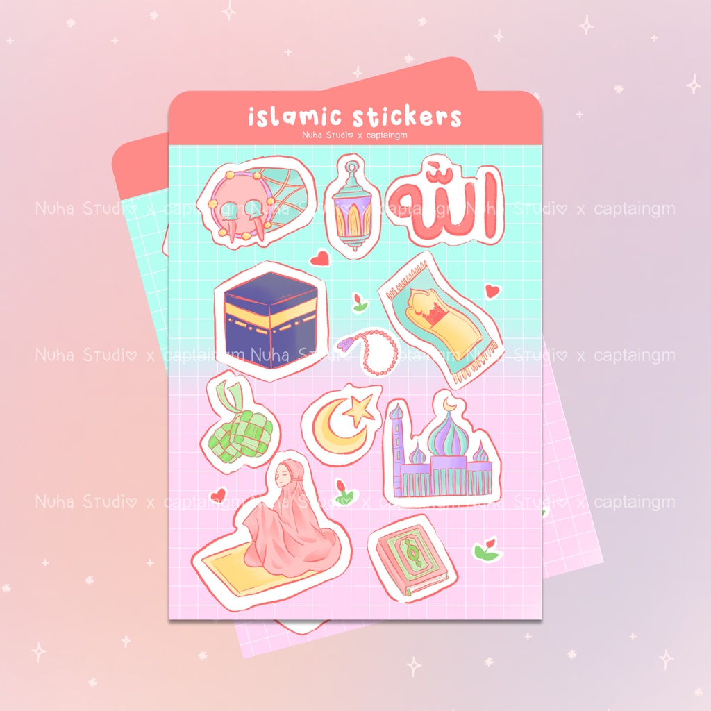 Islamic Muslimah Stickers Allah Kaaba Mosque Prayer Rug Two Aesthetic ...