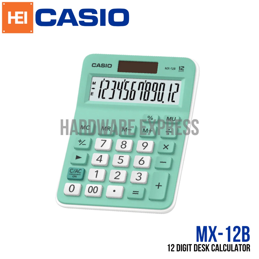 CASIO MX-12B Mini Desk Type Calculator Black, White, Pink, Light Blue ...