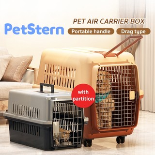 【24H Ship】Pet Dog Carrier Travel Drawbar Cage Large Dog Crate Handle