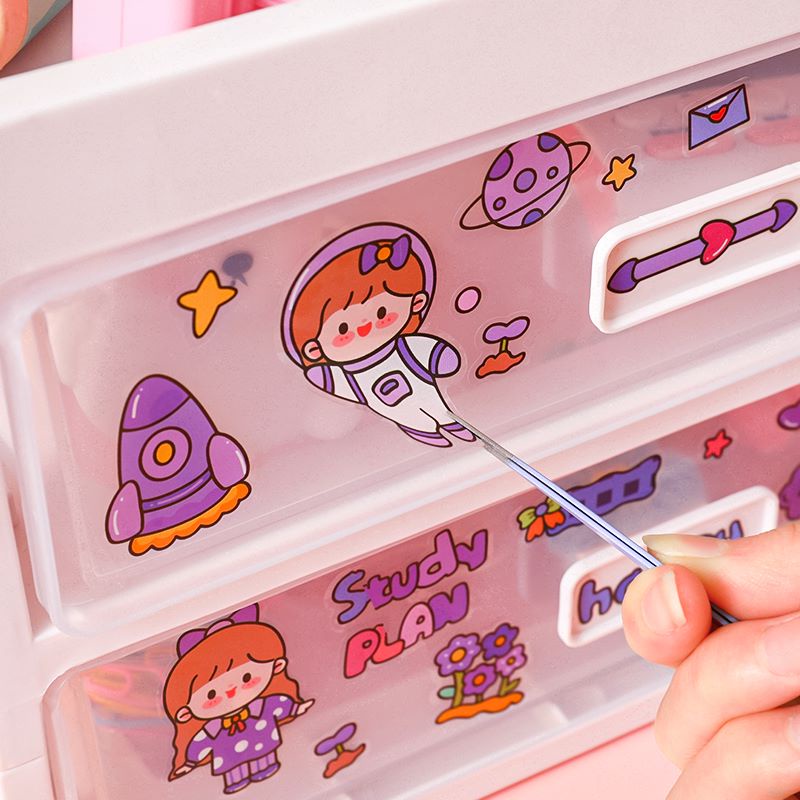 20 Sheets Cute Cartoon Long Daily Handbook PET Stickers Pack Student ...