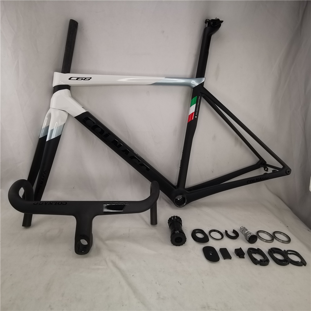 COLNAGO C68 WHITE ON BLACK Full Carbon fibre Road Bike Frame Disk Brake