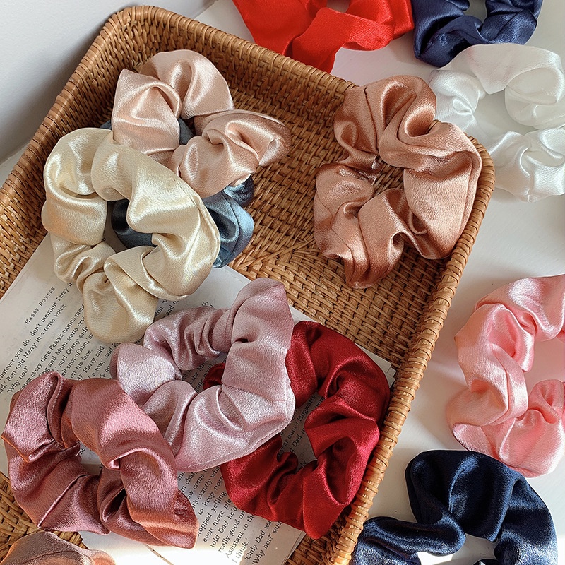 Fashion Women Sweet Satin Silk Hair Ties Ropes For Women Elastic