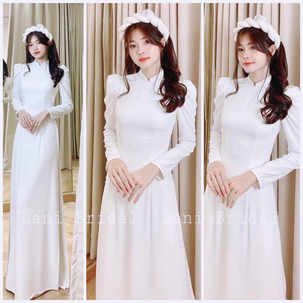 Innovative Ao Dai With Two Flaps And Pearls Super Pretty For Women 