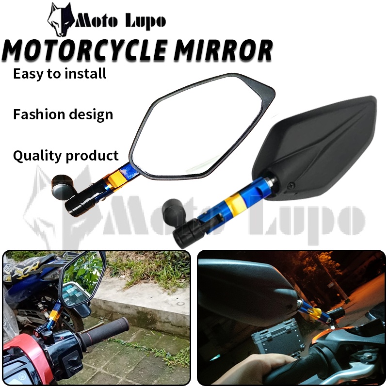 Motorcycle Universal Foldable Side Mirror 2tone/matt Black Made in