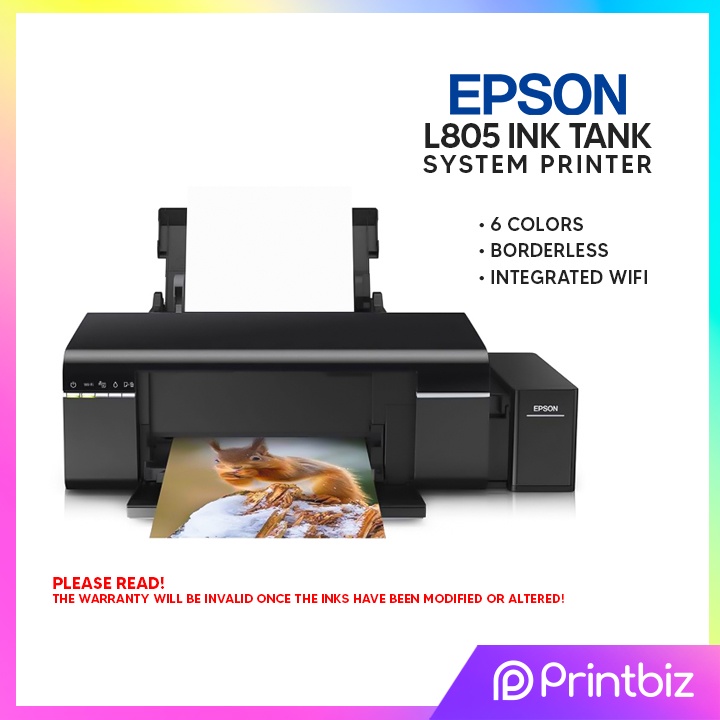 EPSON L805 with integrated Wi-Fi 6 Colors Ink tank Printer | Shopee ...
