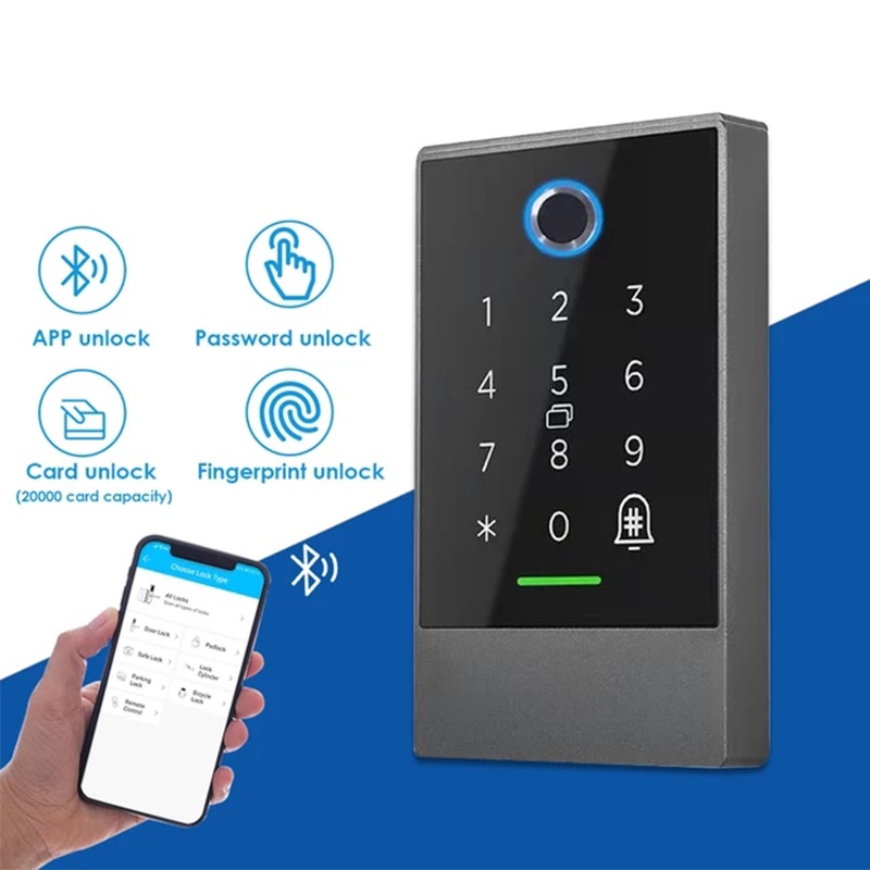 Waterproof 13.56Mhz Access Control Reader Fingerprint Door Lock App ...
