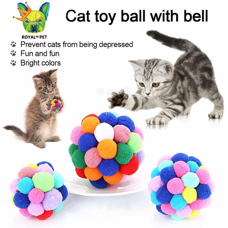 New DIY Plush Cat Toy Colorful Bell Ball Pet Cat Toy Interactive