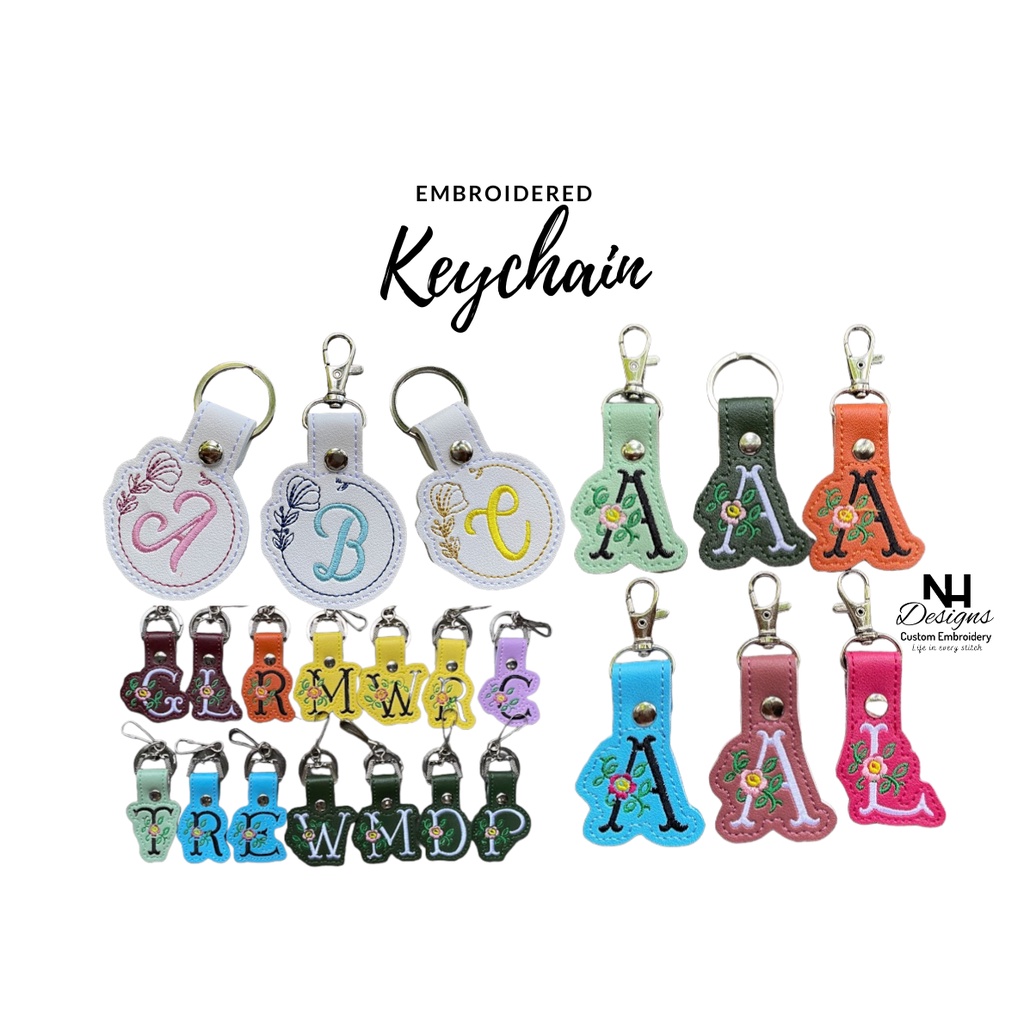 Key Chain Monogram Embroidered Alphabet Initials - A To Z | Shopee ...