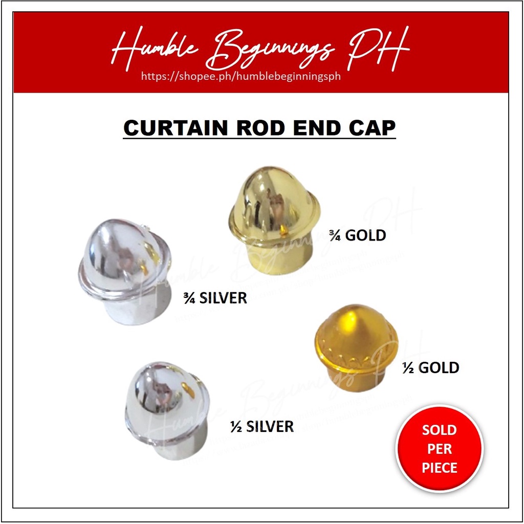Curtain Rod End Cap Gold Silver Chrome Plated 1/2 3/4 per piece