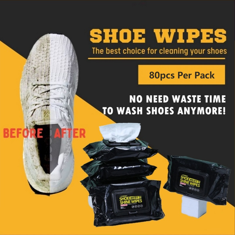 80Pcs/Pack Shoe Wipes Disposable Sneakers Cleaning Wet Wipes No Washing