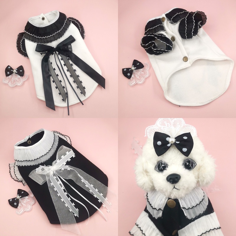 Dogs Clothes for Female Dog Bowknot Headdress Puppy Costume Pet Cardigan Poodle Teddy Chihuahua