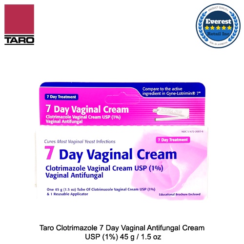 Taro 7 Day Vaginal Antifungal Cream Clotrimazole Vaginal Cream USP (1% ...