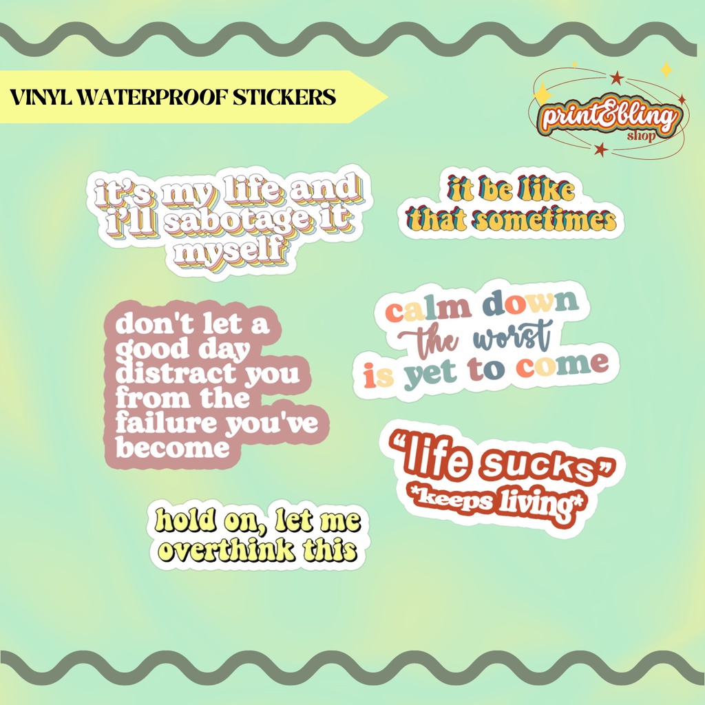 Relatable Trash Post Meme Phrases Vinyl Laminated Waterproof Stickers ...