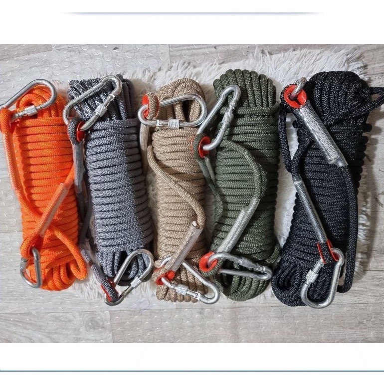 Static Utility Rope w/ Free 2 Carabiners Rescue Rope 10mm hiking rope ...