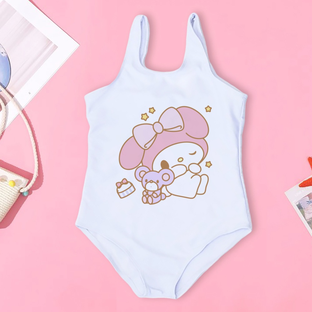 My Melody Cartoon Girls Swimsuit Summer One Piece Swimwear Trend ...