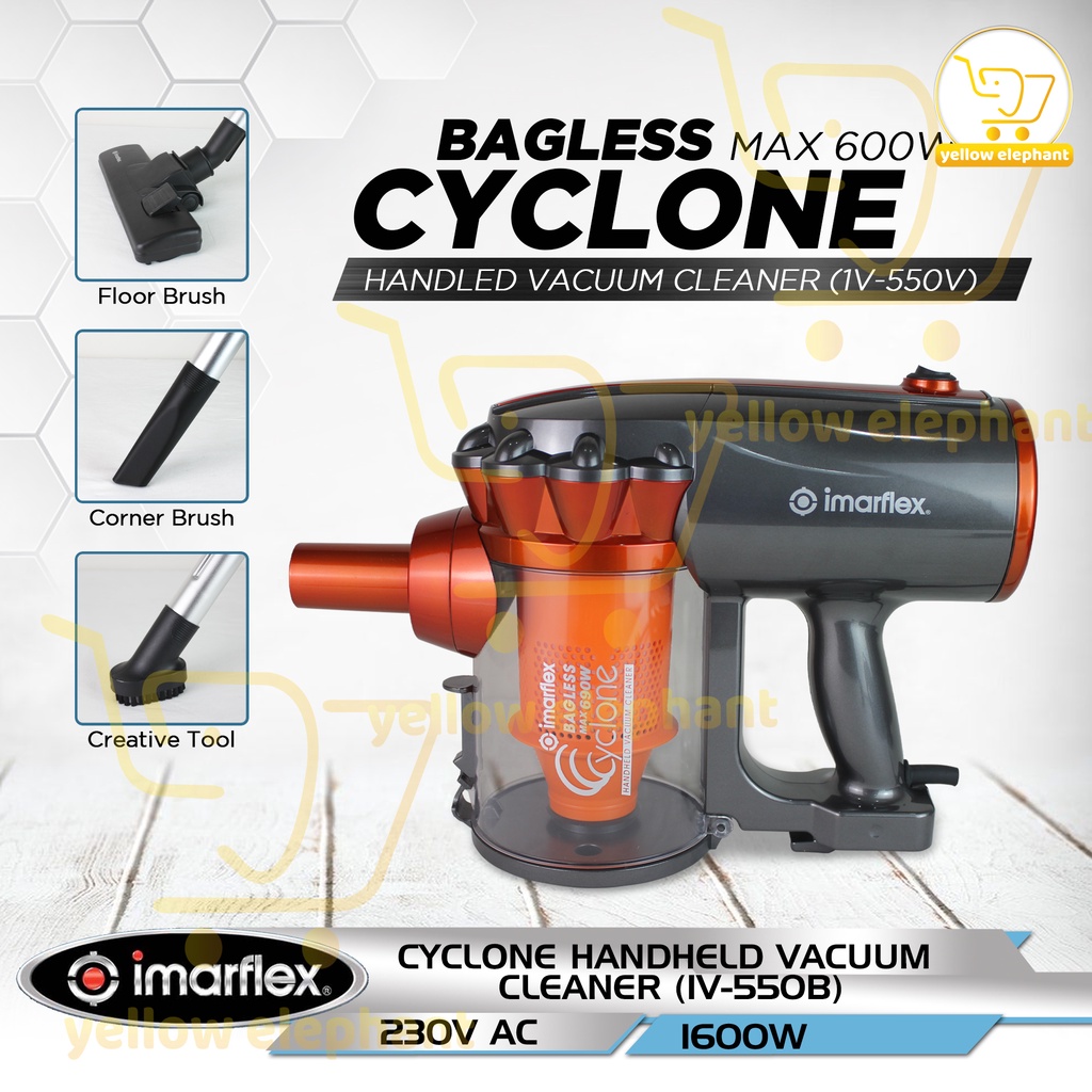 Imarflex Cyclone Handheld Vacuum Cleaner Bagless IV550B Yellow
