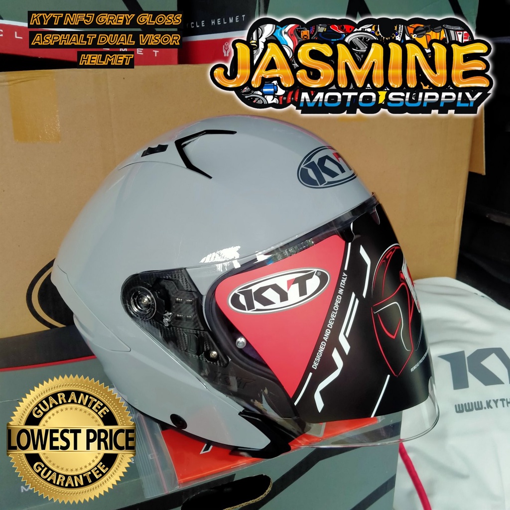 KYT NFJ Grey Gloss Asphalt dual visor helmet Shopee Philippines