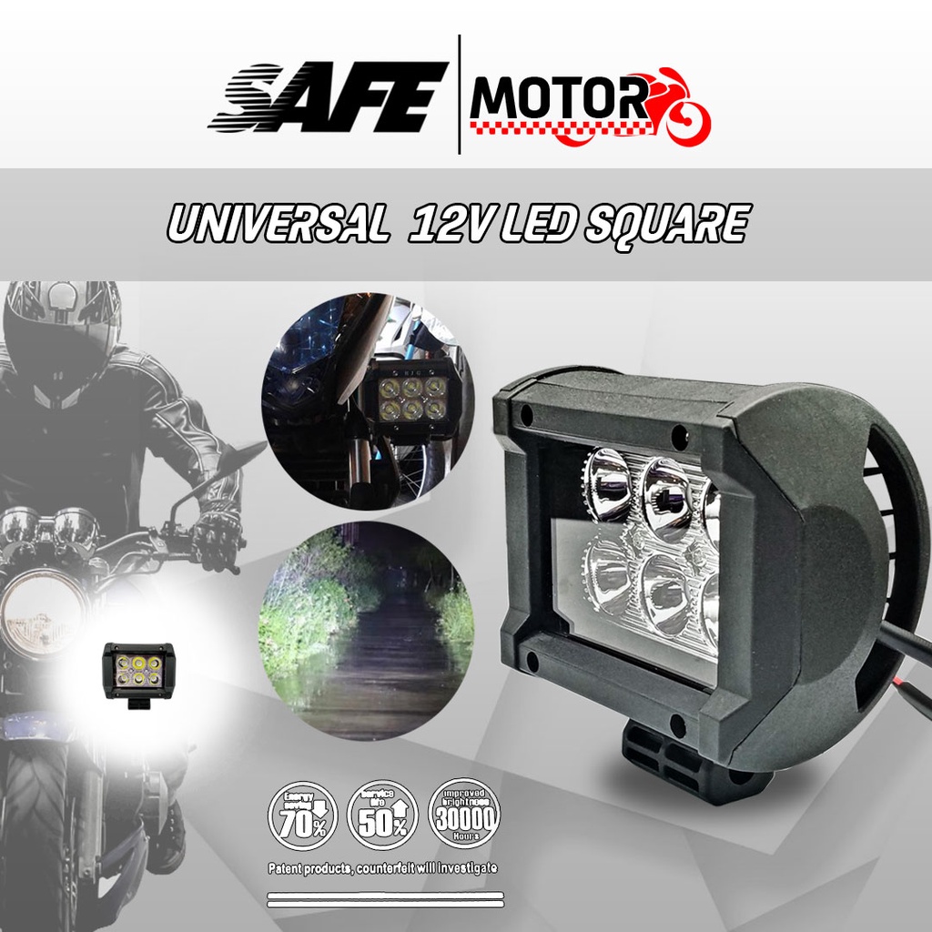 Motorcycle 6 Led Square For Motorcycle Universal Head Light Waterproof