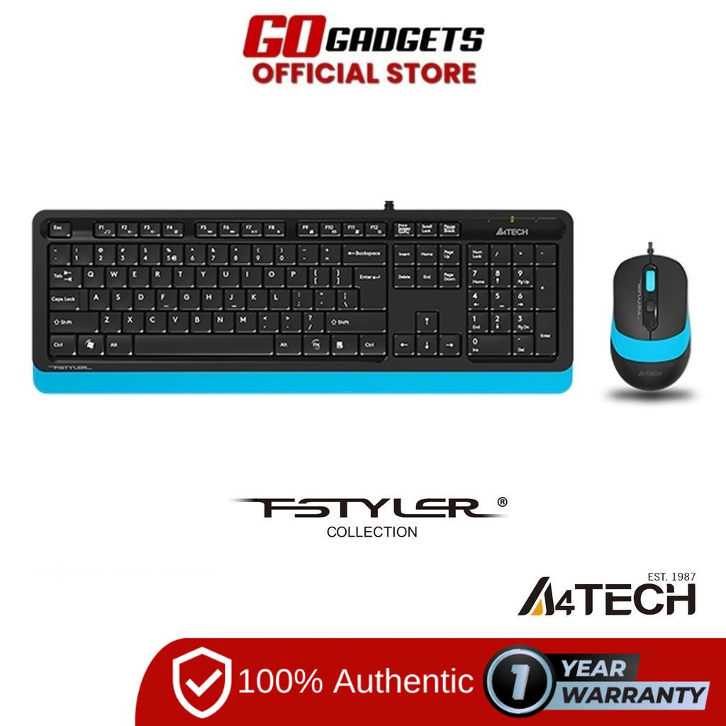 A4Tech Fstyler F1010 Keyboard Mouse Combo USB Grey Blue Orange | Shopee ...