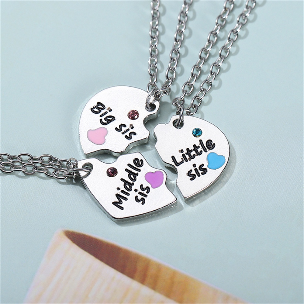 3Pcs Big Sister Middle Sister Little Pendant Necklace Women Hollow Heart Puzzle Sis Friend Pendant Family Jewelry Gifts Shopee Philippines