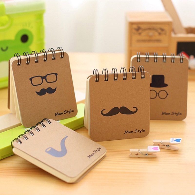 Baby Steps Mustache Spiral Small Notebook Blank Notepad Sketchbook ...