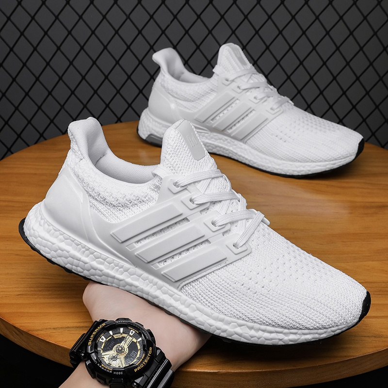 all white running shoes