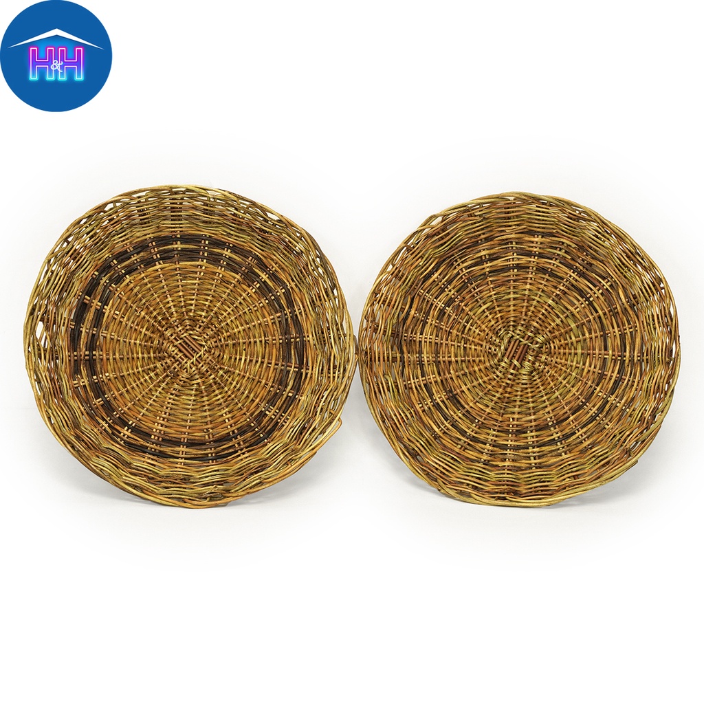 H&H Rattan Plate Reusable Rattan Plate Service Plates for Dinner