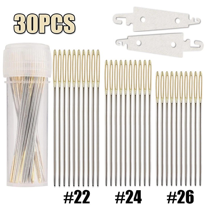 DIY 30pcs Cross Stitch Needles + 1 Stainless Steel Needle Threader ...