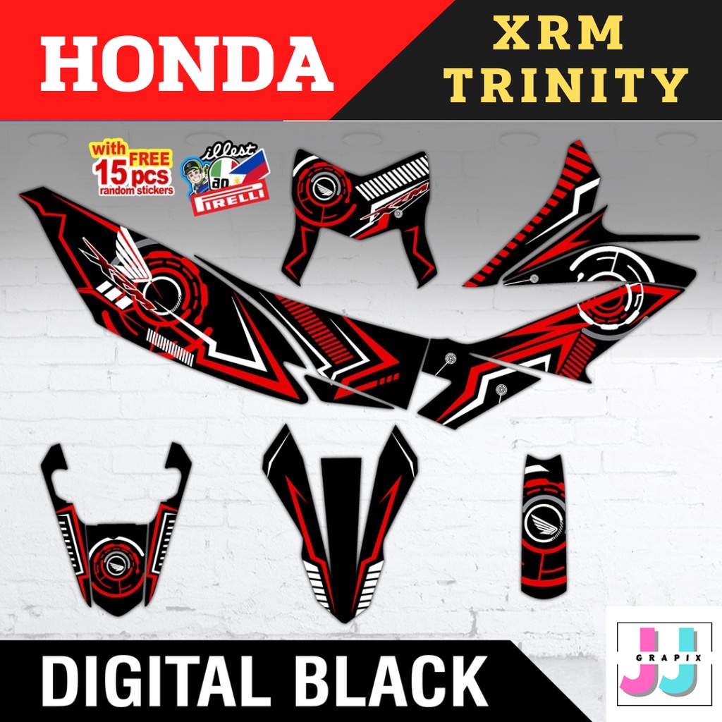 Honda XRM 125 Trinity Full Body Decals Sticker - Free 15pcs Logo ...