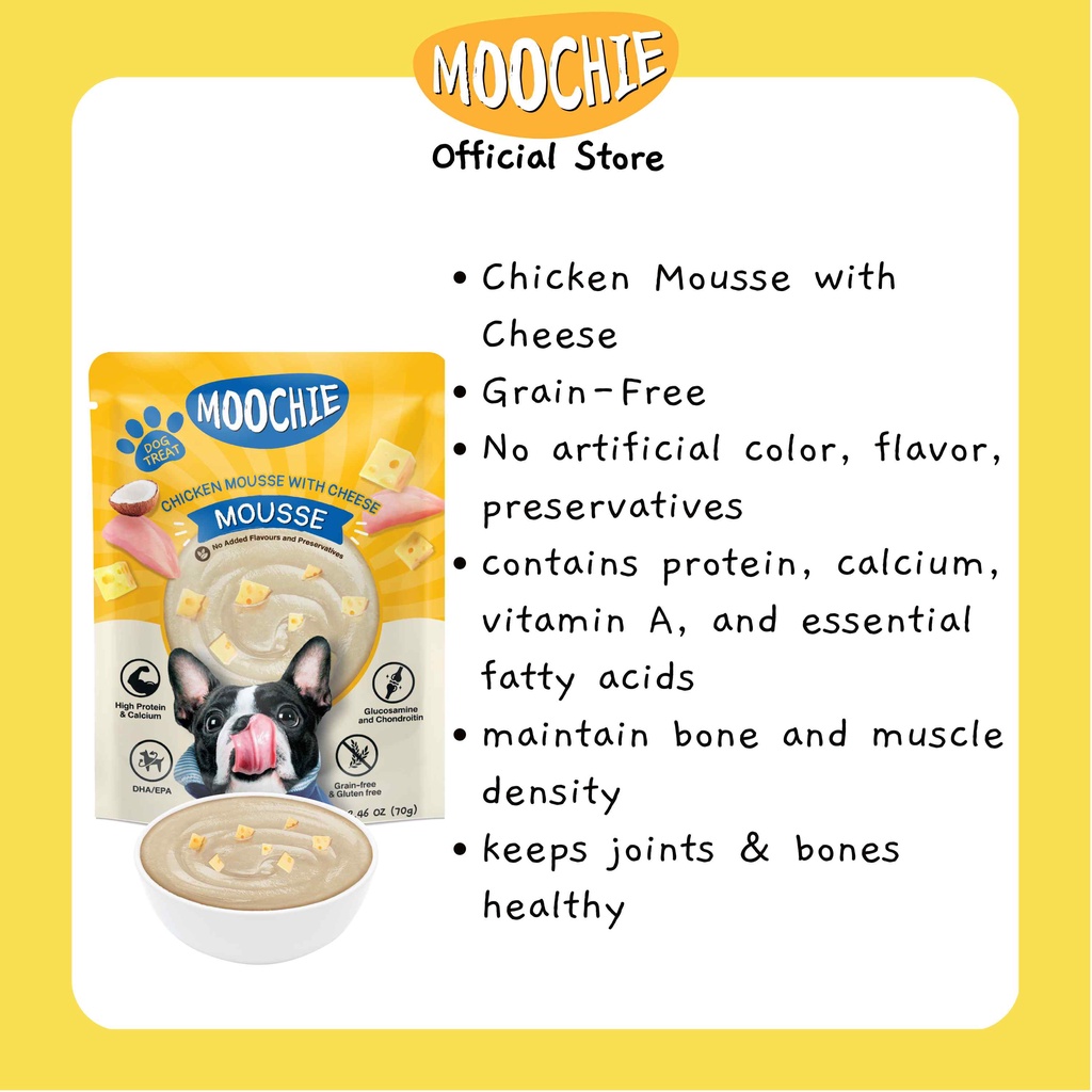 Moochie Value Box Wet Dog Treat Chicken Mousse With Cheese 70g Pouch ...
