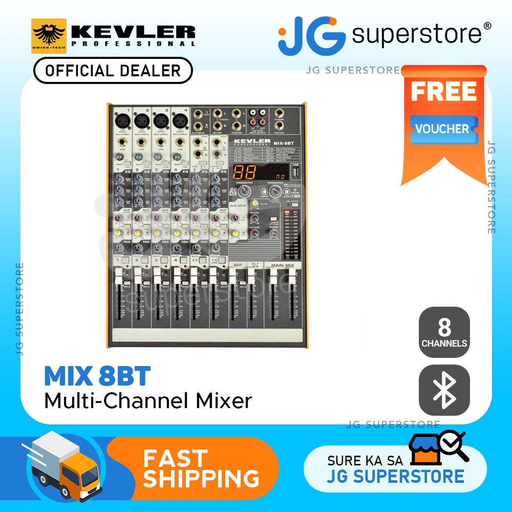 KEVLER MIX Series 8Channel Mixer with USB, Bluetooth and MP3 Playback