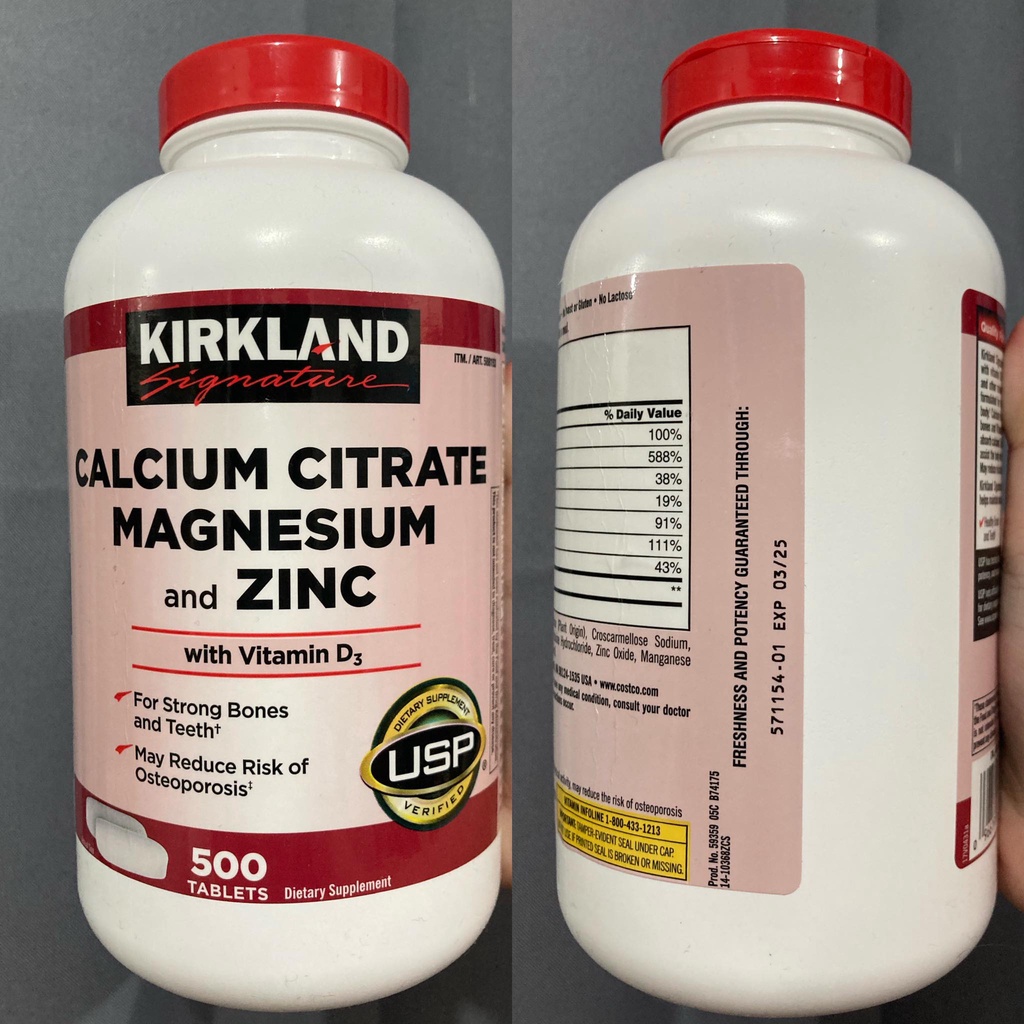 Kirkland Calcium Citrate Magnesium and Zinc 500 tablets Shopee